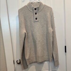 Old Navy Men's Cream Buttoned Turtleneck Sweater